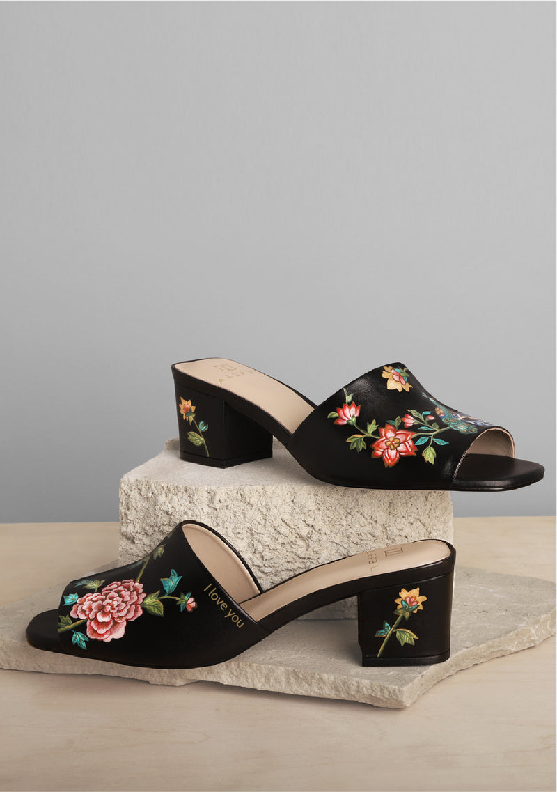 Floral Embroidery Heel Sandal – Femino Footwear
