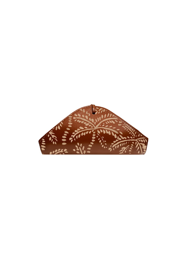 Taupe Abstract Palms Brown Napkin Holder