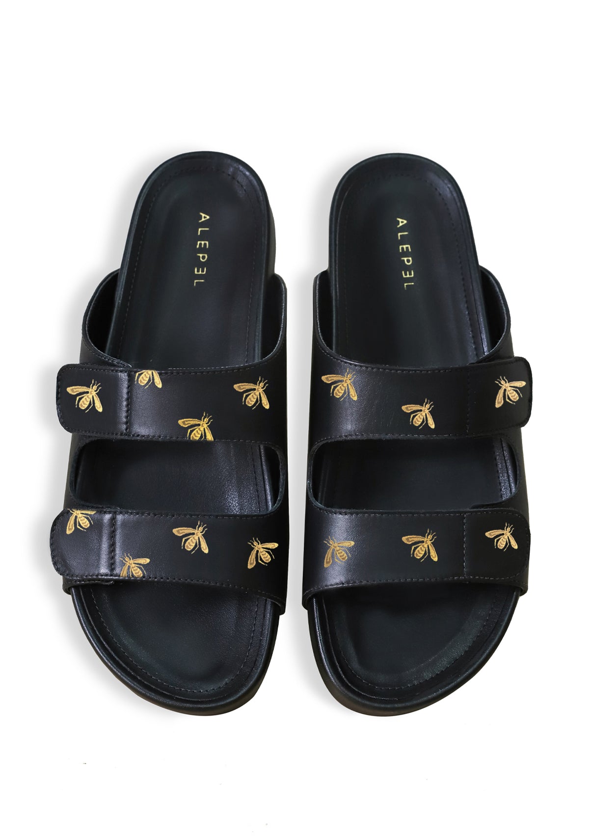 Gold Metallic Bees Black Sandal