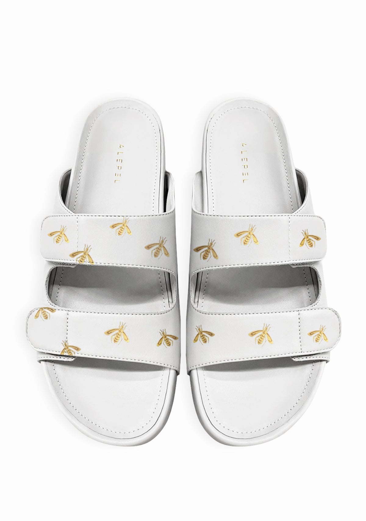 Gold Metallic Bees White Sandal