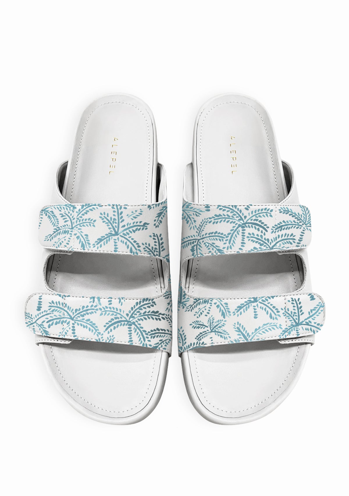 Blue Abstract Palms White Sandal