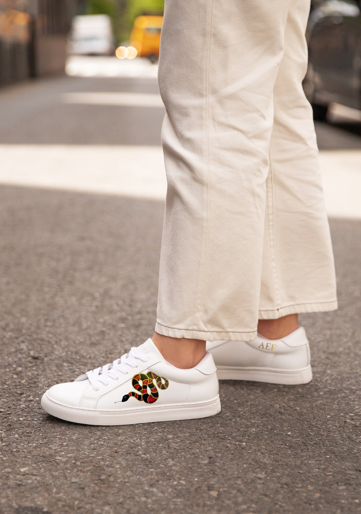 Gold Snake White Sneaker