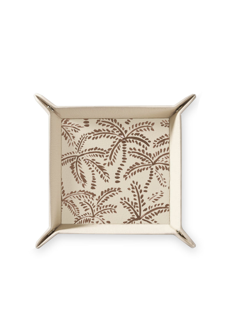 Taupe Abstract Palms Beige Tray