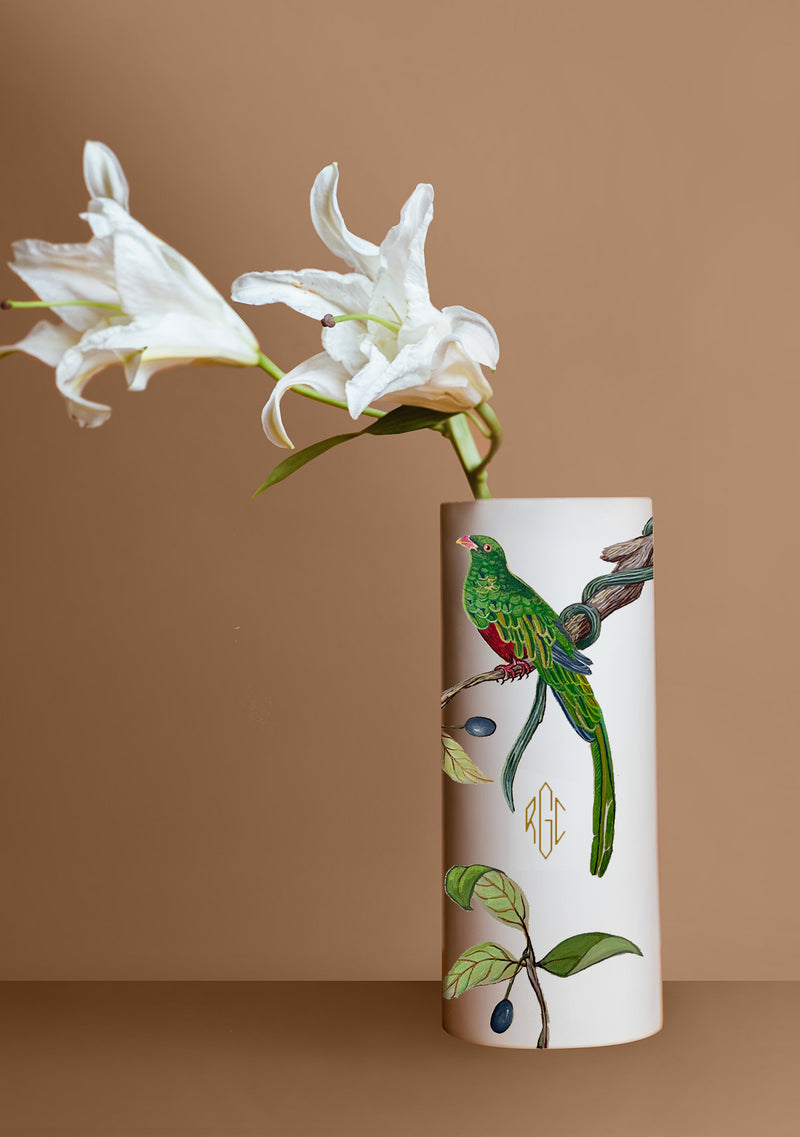 Bird and Olive Beige Vase