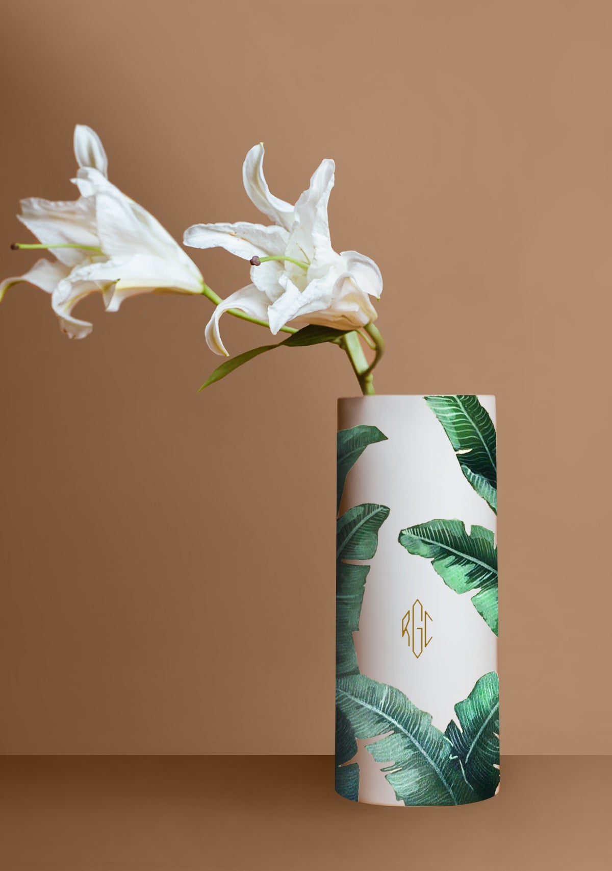 Green Palms Beige Vase