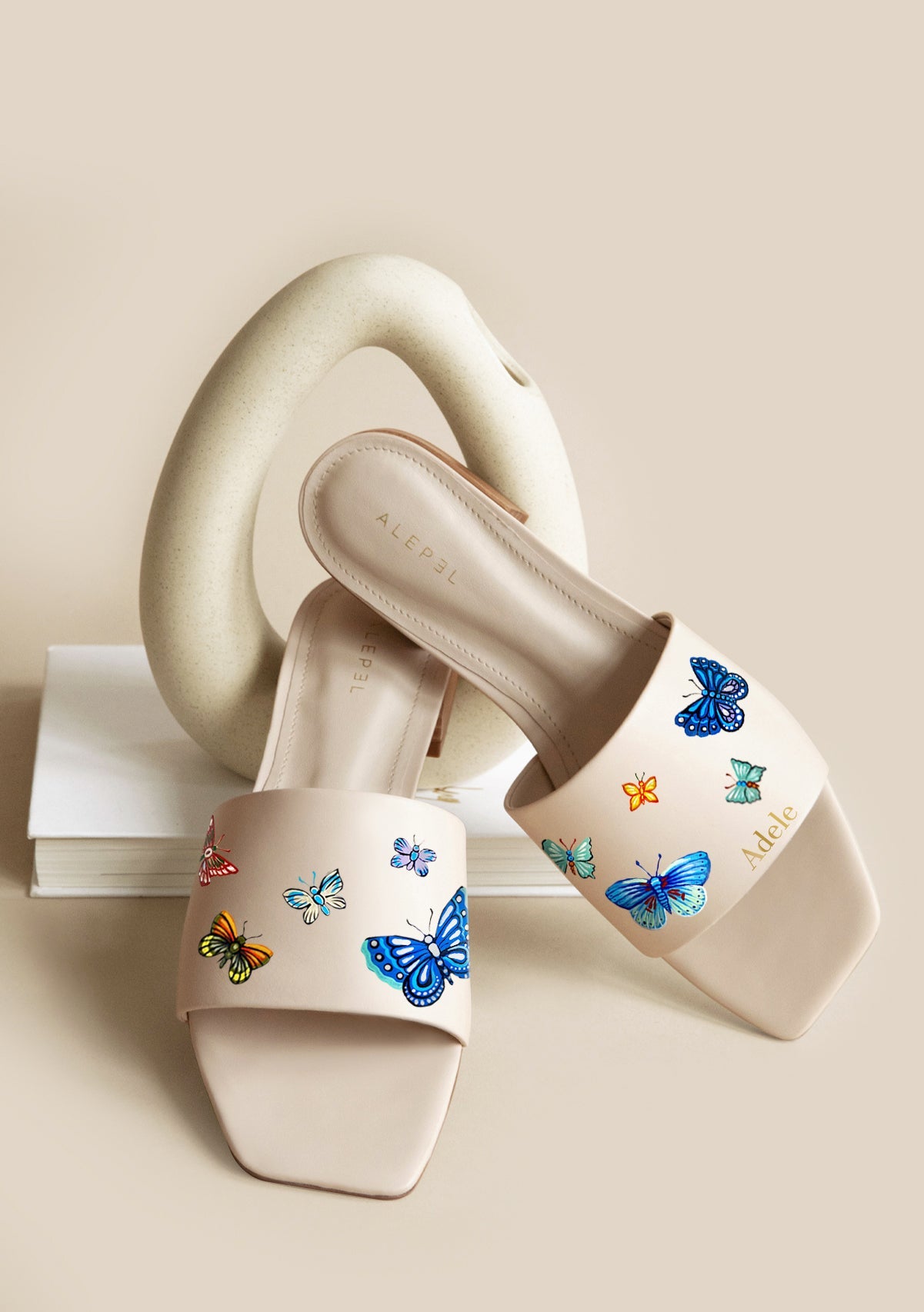 Butterflies Beige Square - ALEPEL