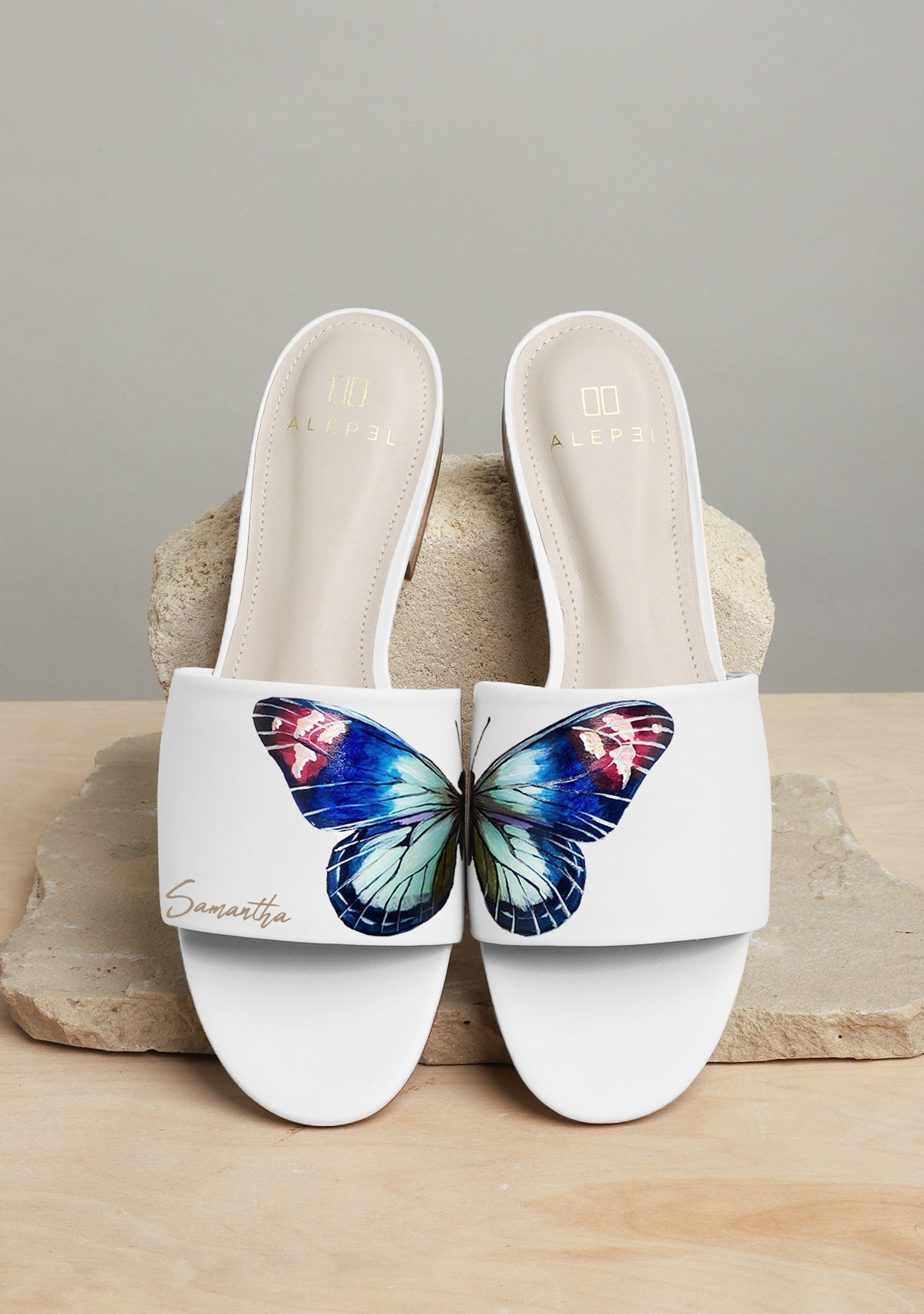 Butterfly Wings White Slide - ALEPEL