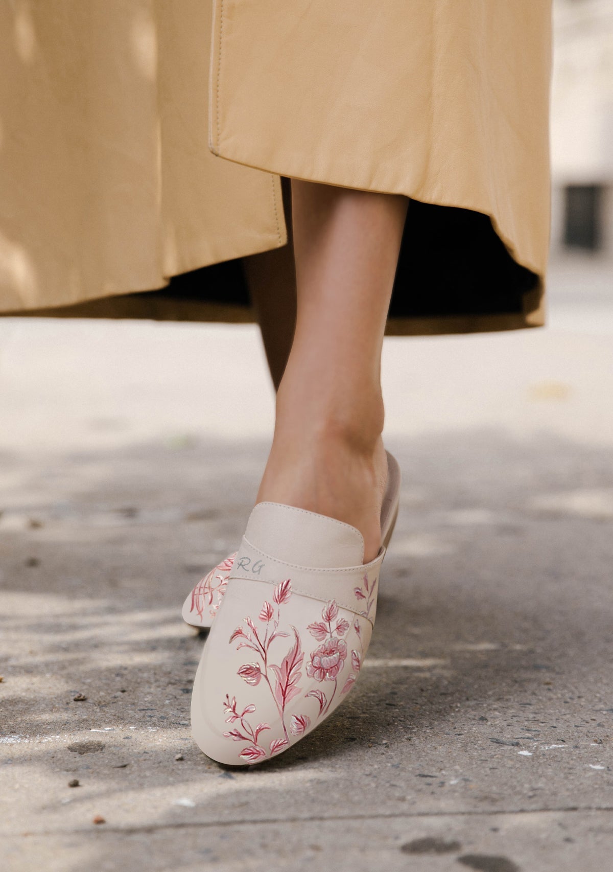 Eden Garden Beige Mule - ALEPEL