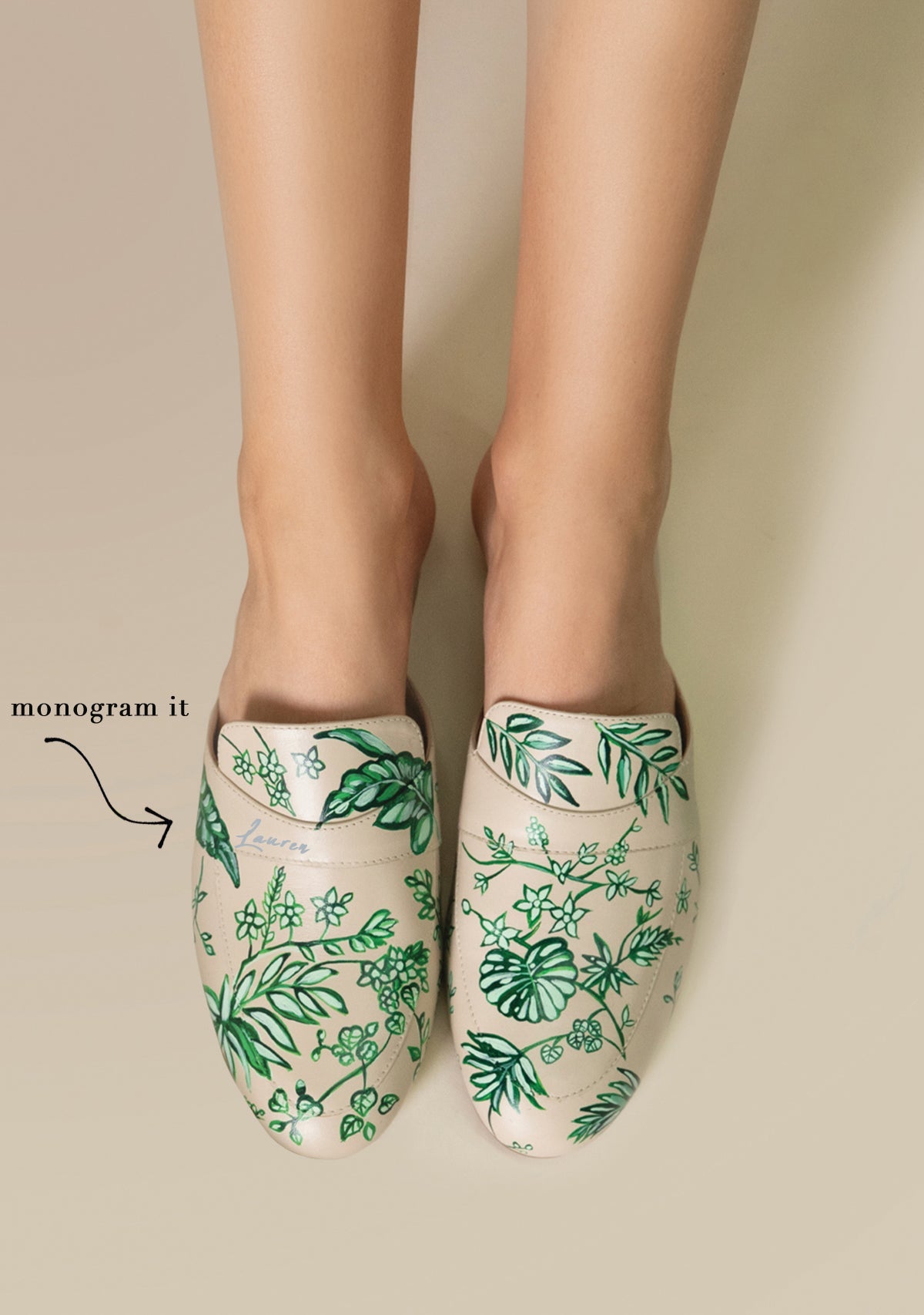 Emerald Jungle Beige Mule - ALEPEL
