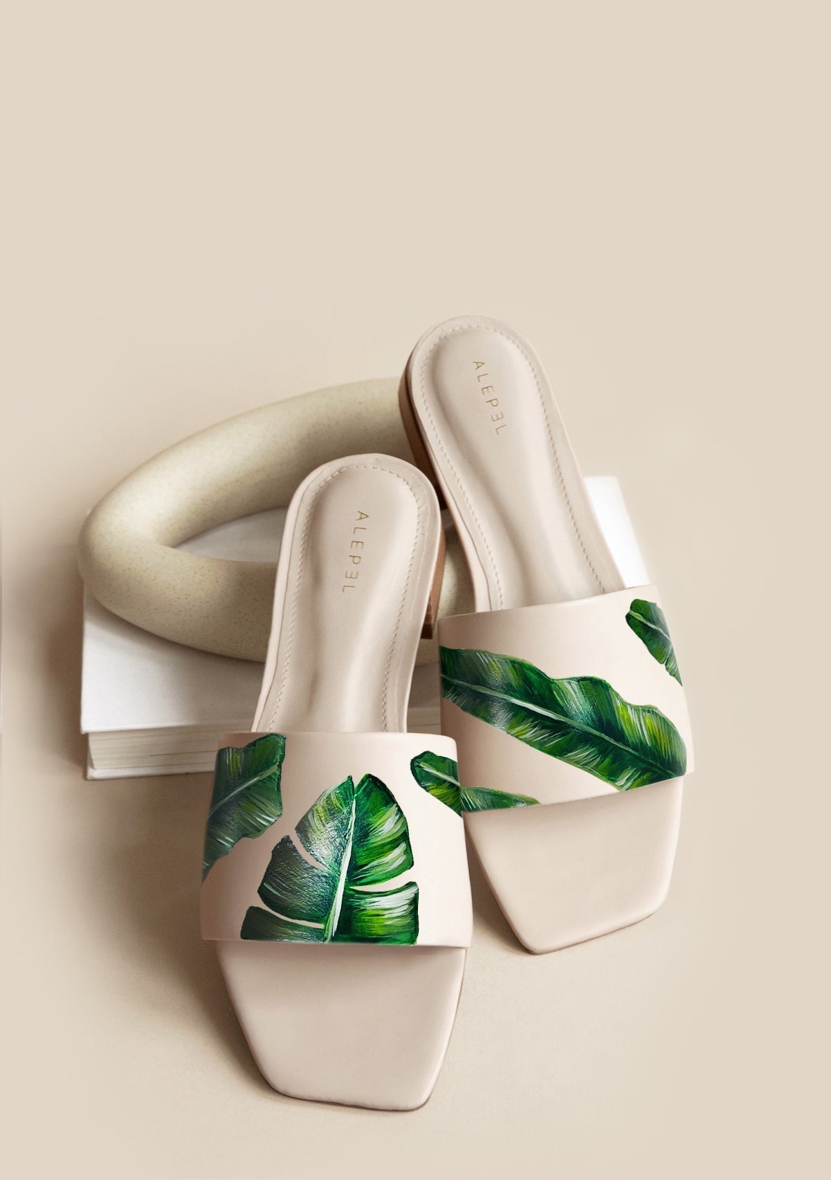 Green Palms Beige Square - ALEPEL