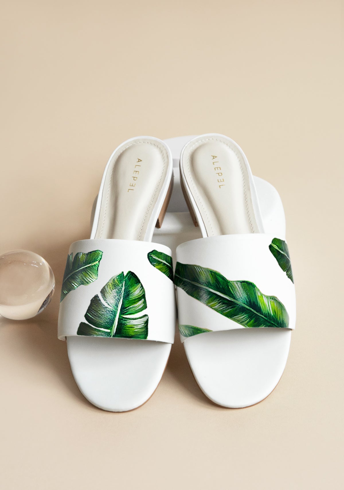 Green Palms White Slide - ALEPEL