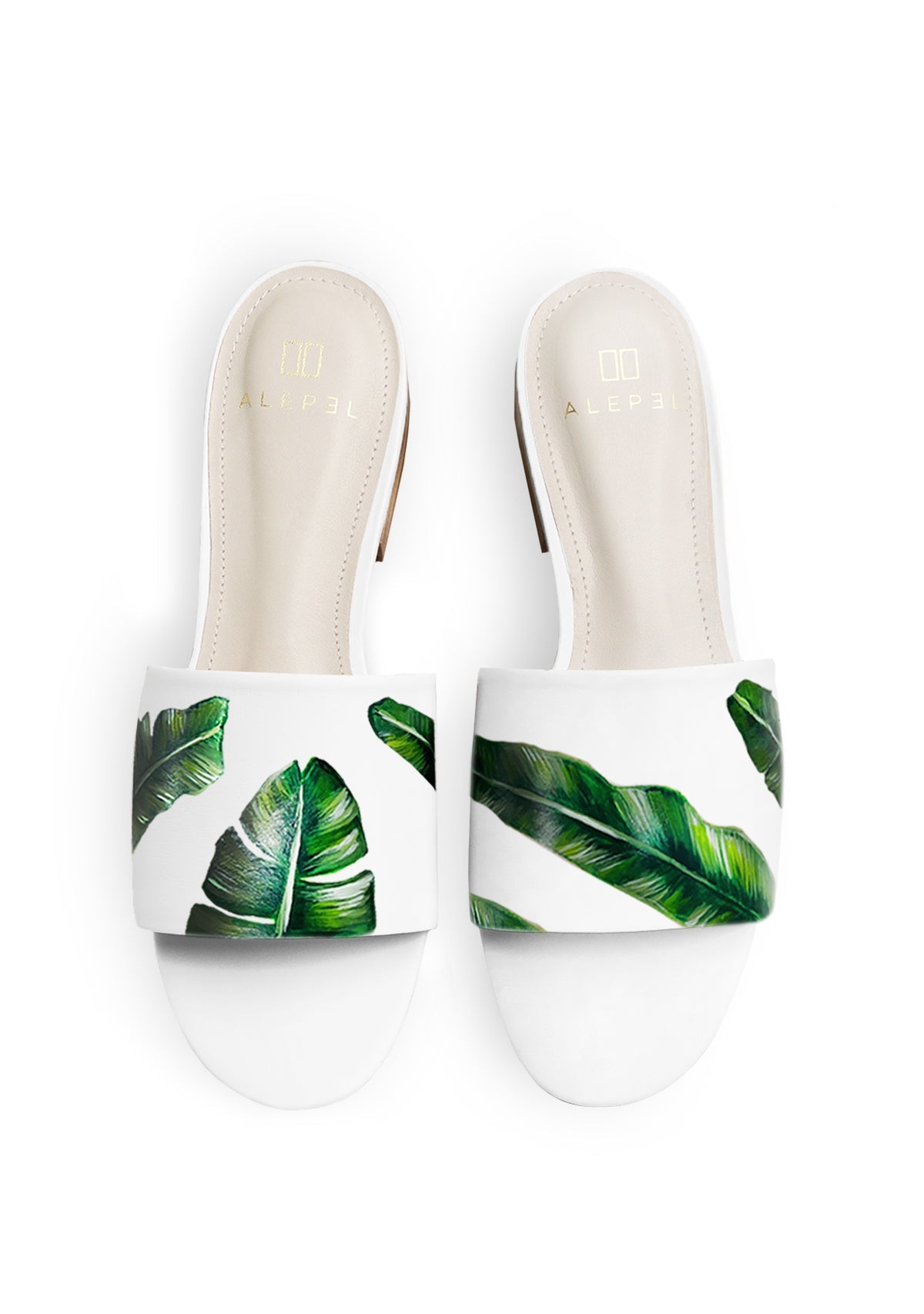Green Palms White Slide - ALEPEL
