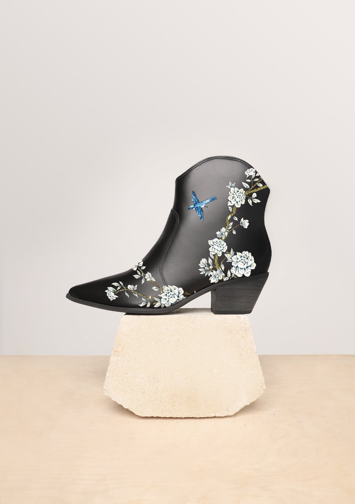 Japanese Garden Black Cowboy Boot - ALEPEL