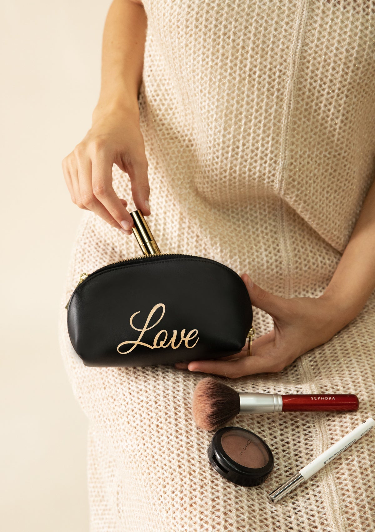 Monogram Black Makeup Bag - ALEPEL