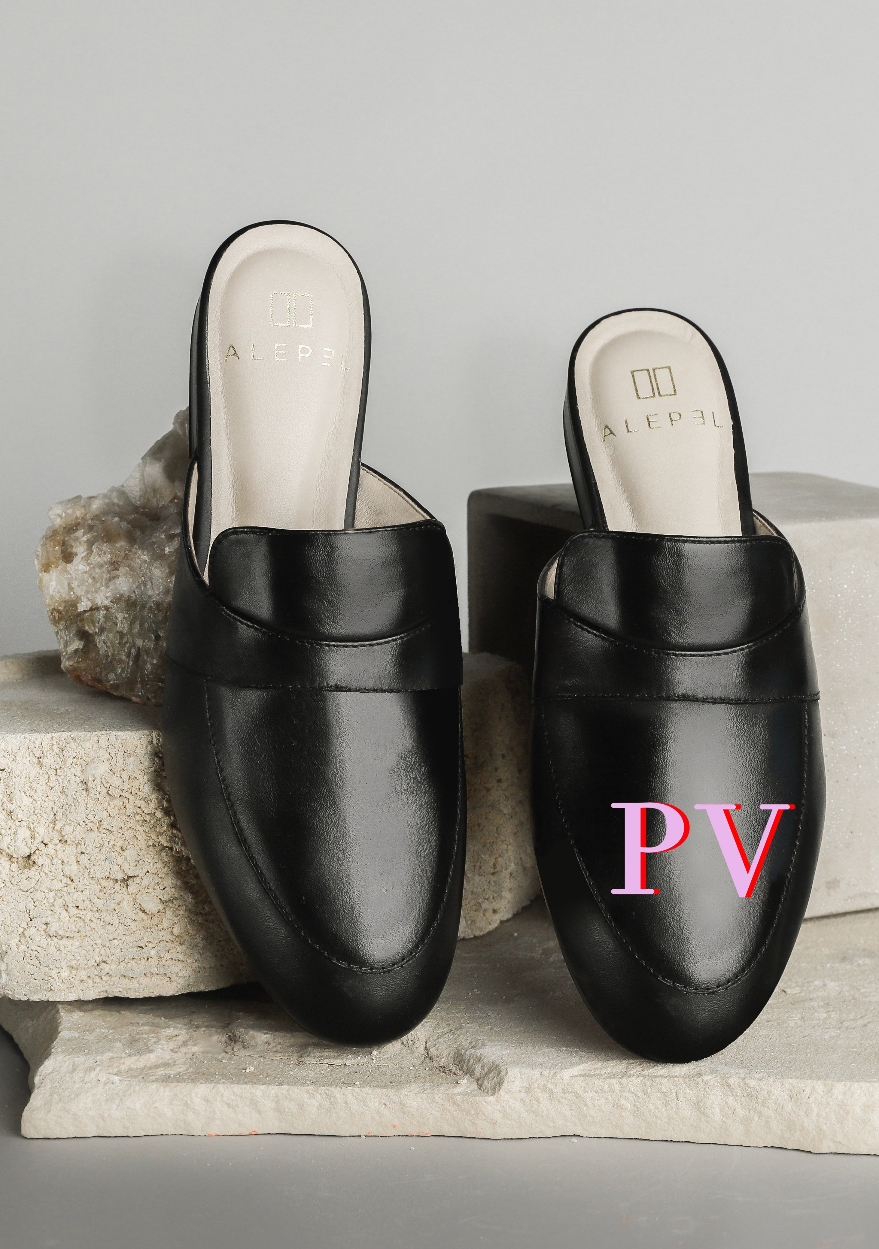 Monogram Black Mule - ALEPEL