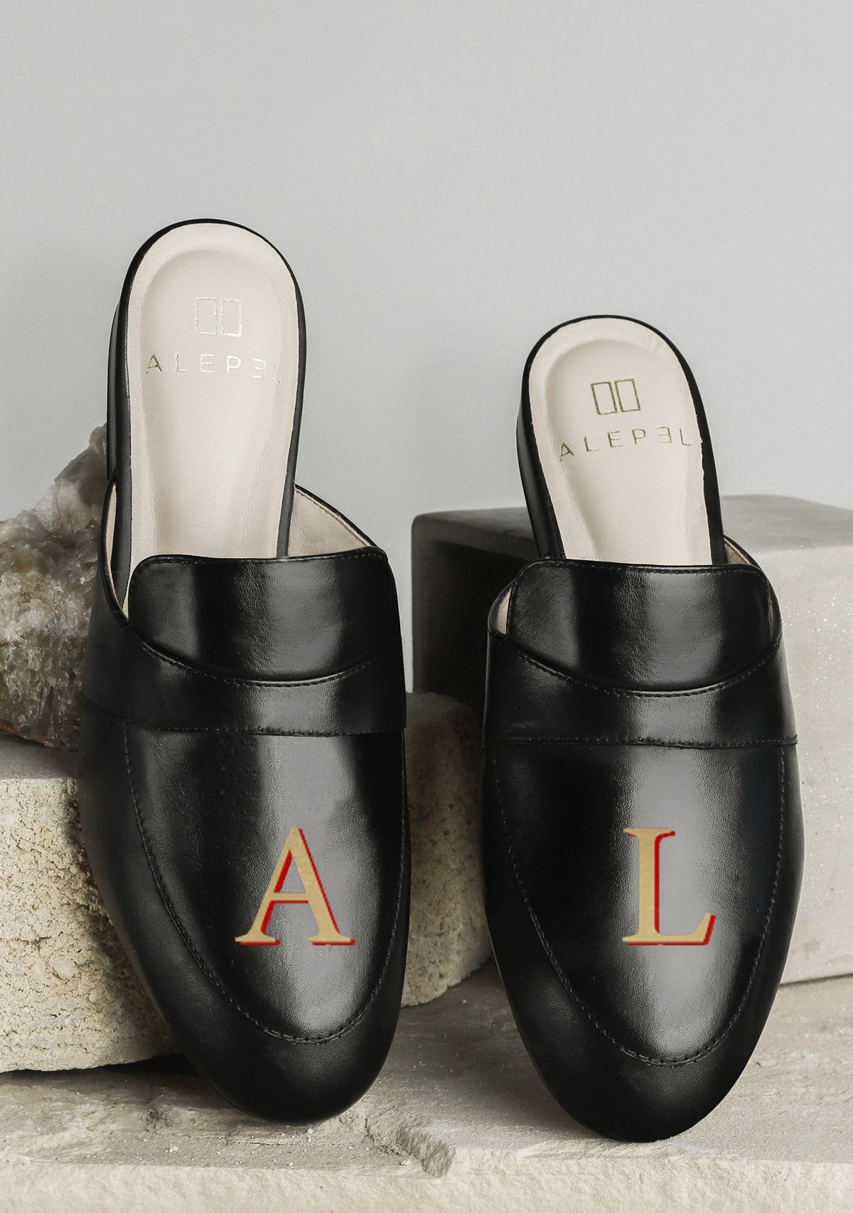 Monogram Black Mule - ALEPEL