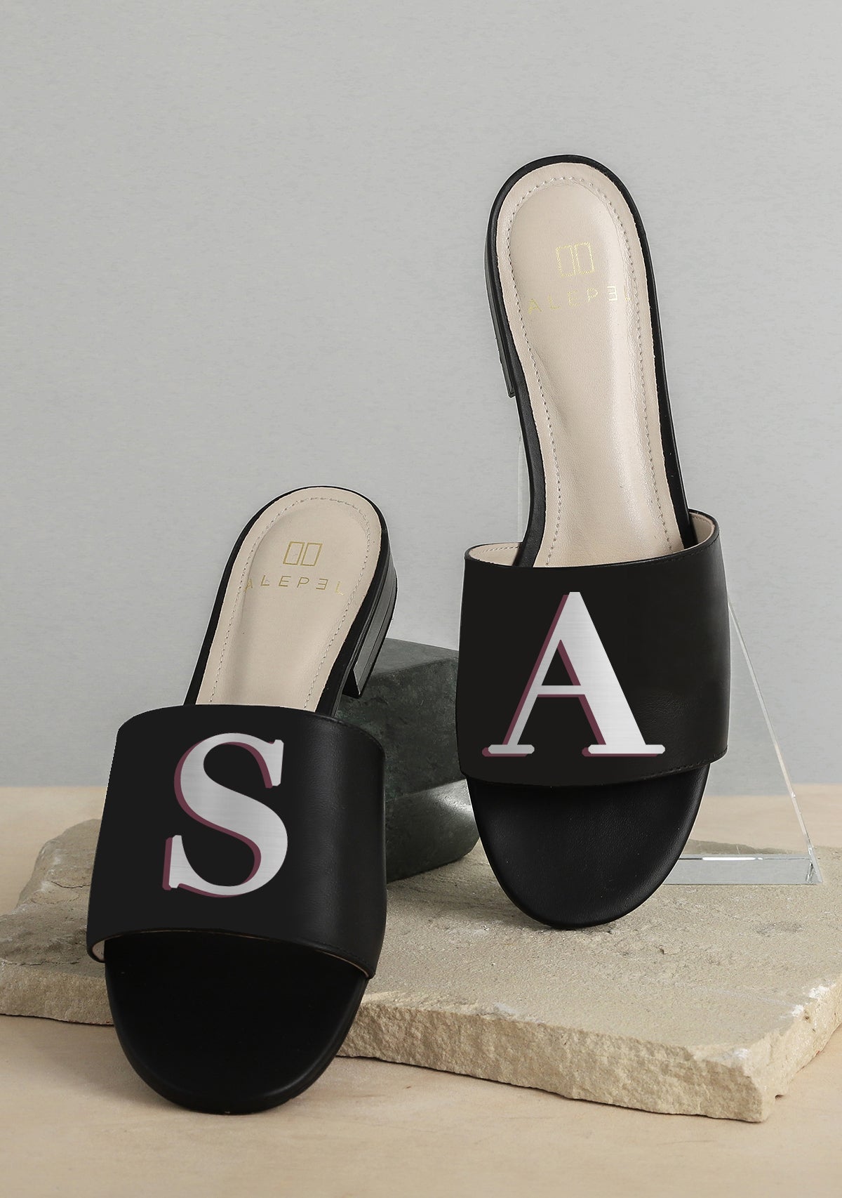 Monogram Black Slide - ALEPEL