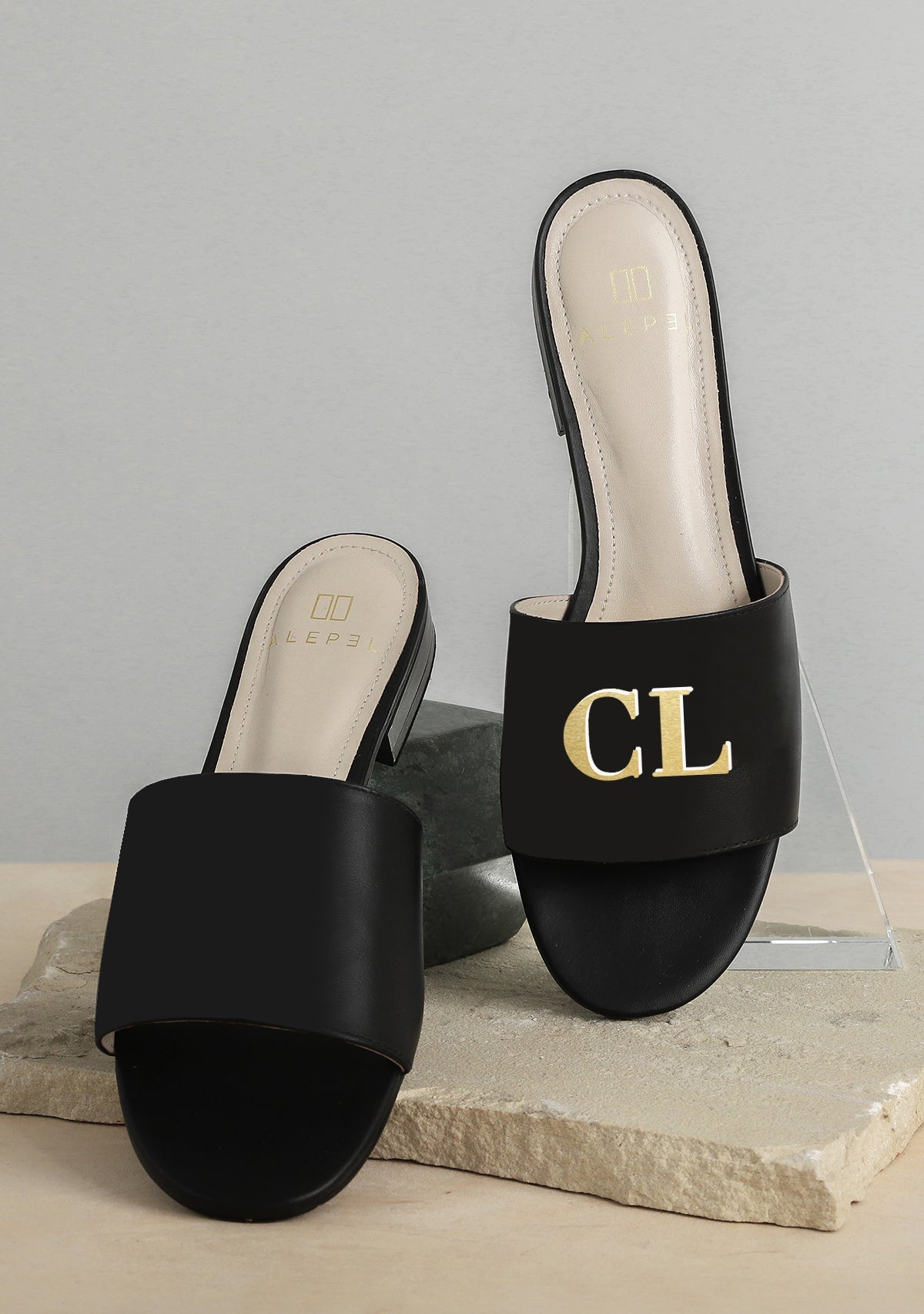 Monogram Black Slide - ALEPEL