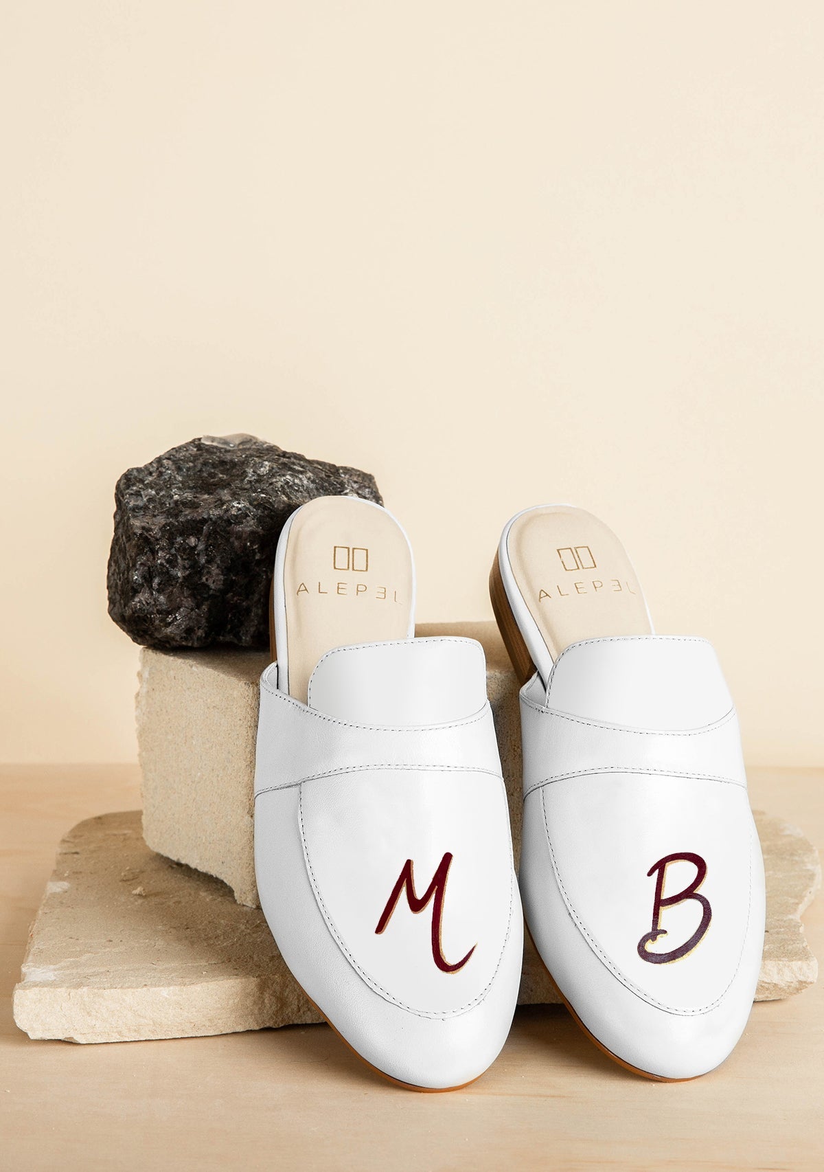 Monogram White Mule - ALEPEL
