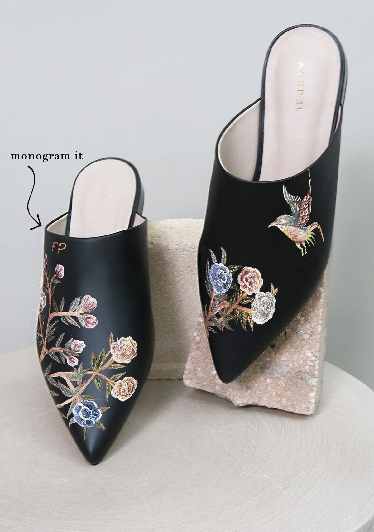 Roses and Swallow Black Pointe - ALEPEL