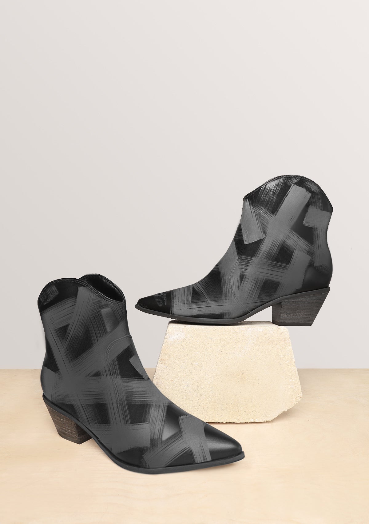 Splatter Black Cowboy Boot - ALEPEL