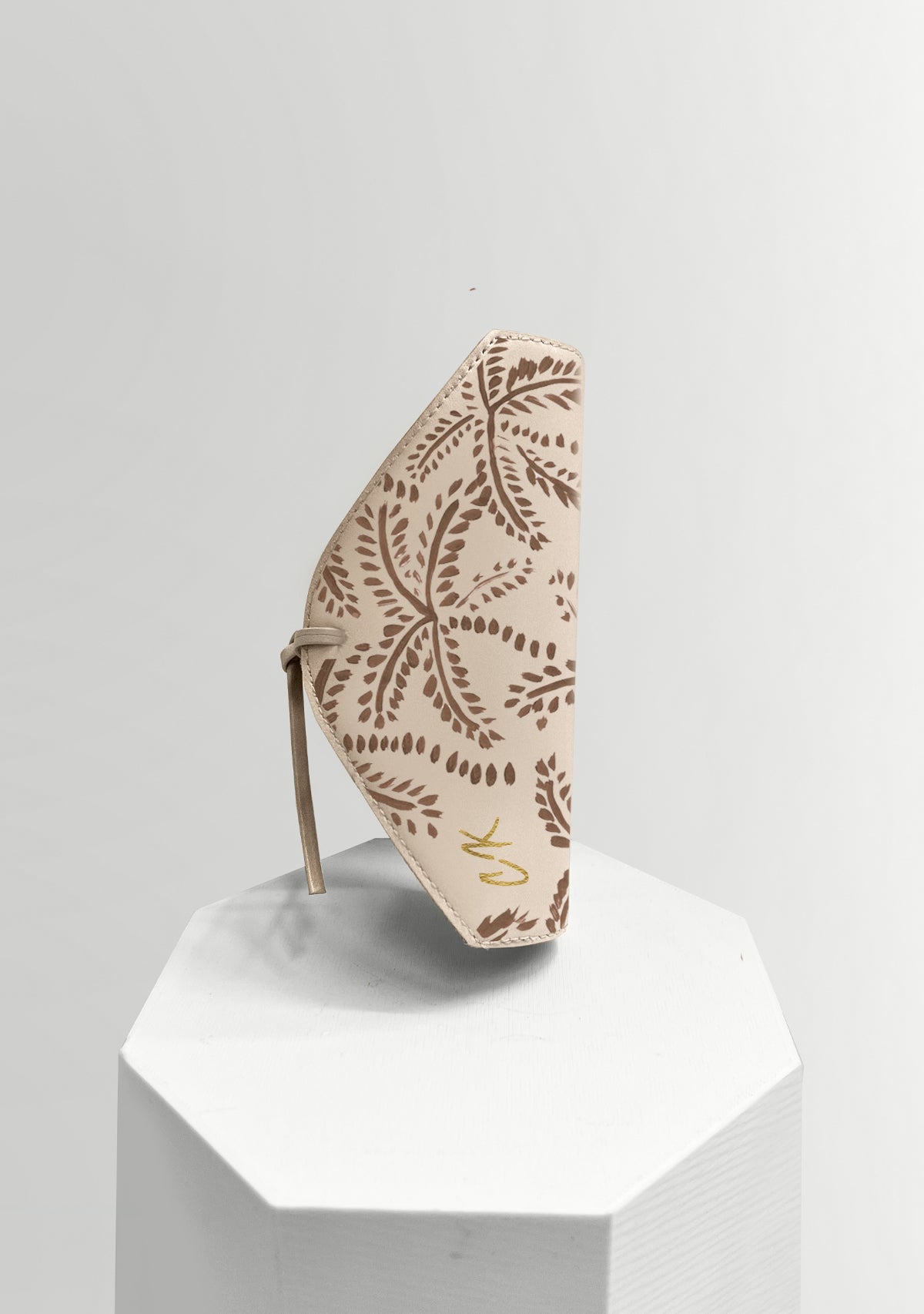 Taupe Abstract Palms Beige Napkin Holder Set - ALEPEL